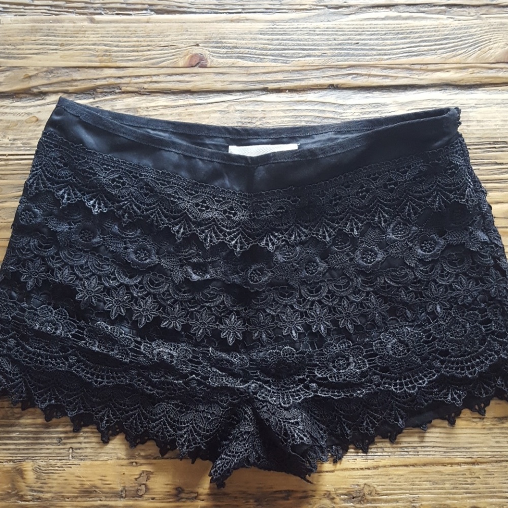 Black lace lined shorts